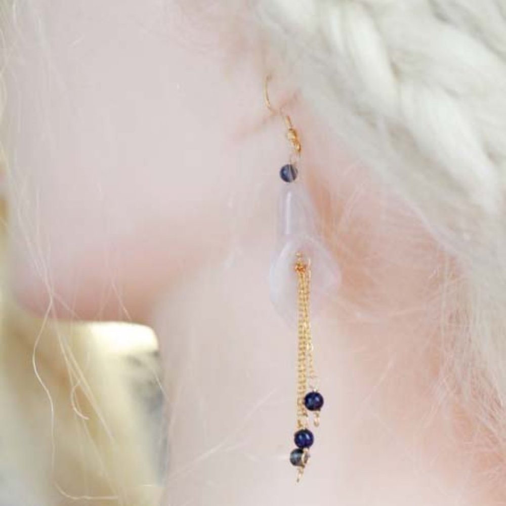 Natural Pink Quartz Dangle Earrings Natural Gemstone Flower Earrings For Her - Picture 8 of 8